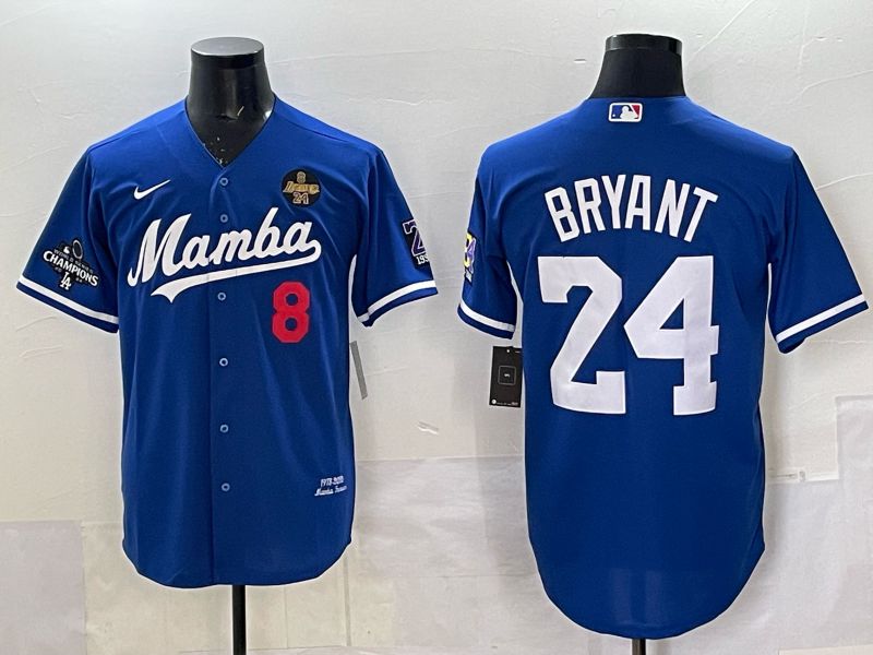 Men Los Angeles Lakers Nike #24 Bryant Blue Joint Name NBA 2025 Jersey style 044